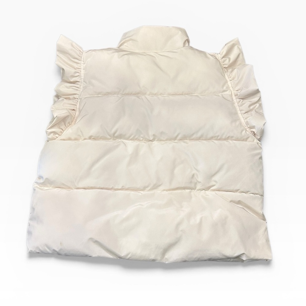 Jodifl Ruffle Sleeve Full Zip Puffer Vest Cream Pockets Size Large - Picture 3 of 11